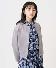 F1BGD01140 MK MICHEL KLEIN(小さいサイズ)(メゾン ドゥ サンク) 【小さいサイズ】ボウタイ付き花柄シフォンブラウス/洗濯機で洗える ミントブルー