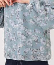 F1BGD01140 MK MICHEL KLEIN(小さいサイズ)(メゾン ドゥ サンク) 【小さいサイズ】ボウタイ付き花柄シフォンブラウス/洗濯機で洗える ミントブルー