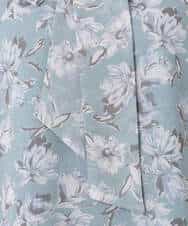 F1BGD01140 MK MICHEL KLEIN(小さいサイズ)(メゾン ドゥ サンク) 【小さいサイズ】ボウタイ付き花柄シフォンブラウス/洗濯機で洗える ミントブルー