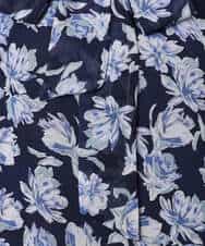 F1BGD01140 MK MICHEL KLEIN(小さいサイズ)(メゾン ドゥ サンク) 【小さいサイズ】ボウタイ付き花柄シフォンブラウス/洗濯機で洗える ミントブルー