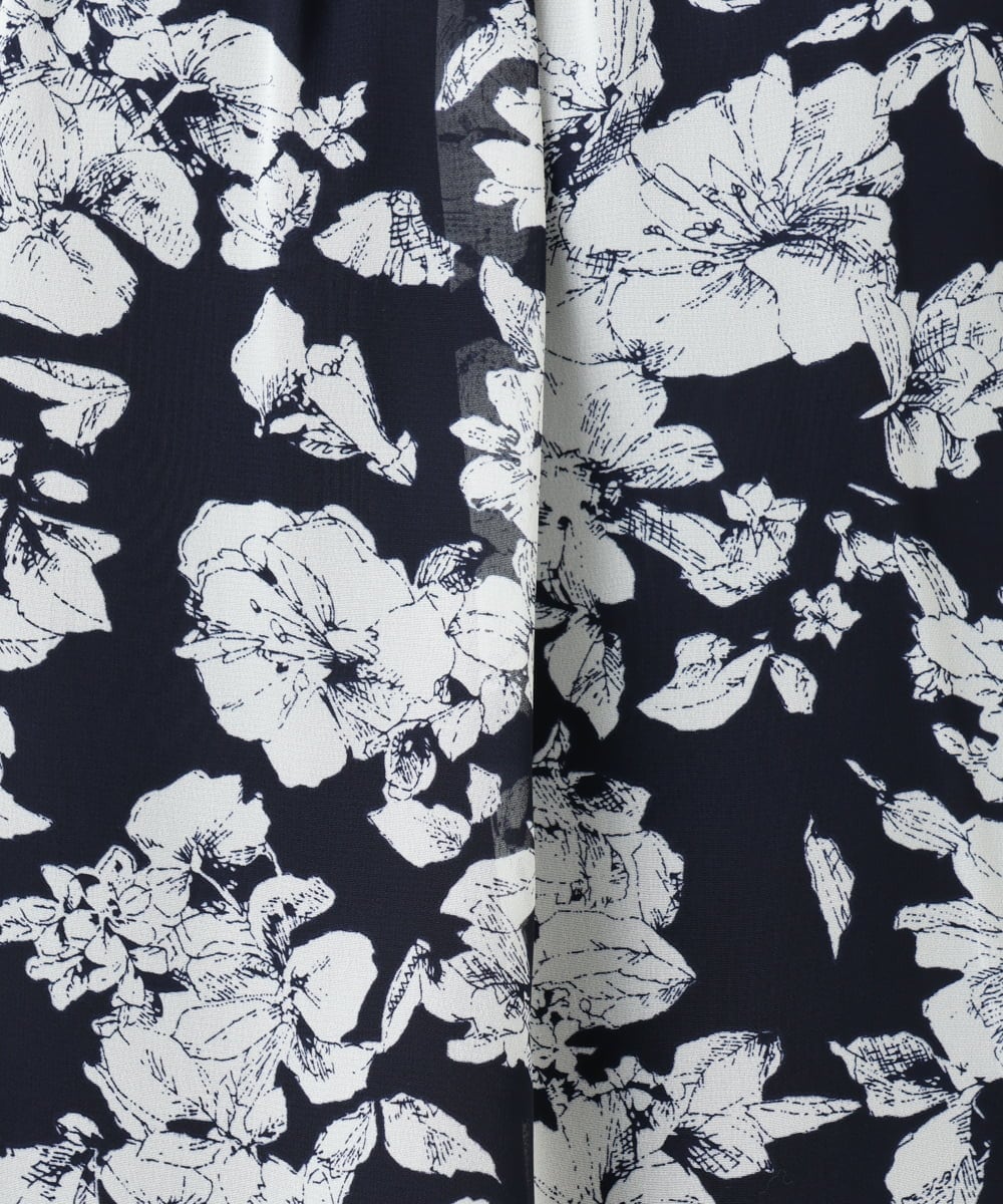 F1BGD03140 MK MICHEL KLEIN(小さいサイズ)(メゾン ドゥ サンク) 【小さいサイズ】花柄シフォンブラウス/洗濯機で洗える ネイビー