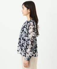 F1BGD03140 MK MICHEL KLEIN(小さいサイズ)(メゾン ドゥ サンク) 【小さいサイズ】花柄シフォンブラウス/洗濯機で洗える ネイビー