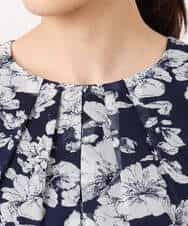 F1BGD03140 MK MICHEL KLEIN(小さいサイズ)(メゾン ドゥ サンク) 【小さいサイズ】花柄シフォンブラウス/洗濯機で洗える ネイビー