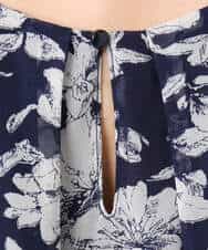 F1BGD03140 MK MICHEL KLEIN(小さいサイズ)(メゾン ドゥ サンク) 【小さいサイズ】花柄シフォンブラウス/洗濯機で洗える ネイビー