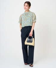 F1BGD05140 MK MICHEL KLEIN(小さいサイズ)(メゾン ドゥ サンク) 【小さいサイズ】タックスリーブ花柄シフォンブラウス/洗濯機で洗える ミント