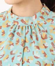 F1BGD05140 MK MICHEL KLEIN(小さいサイズ)(メゾン ドゥ サンク) 【小さいサイズ】タックスリーブ花柄シフォンブラウス/洗濯機で洗える ミント