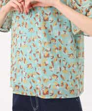 F1BGD05140 MK MICHEL KLEIN(小さいサイズ)(メゾン ドゥ サンク) 【小さいサイズ】タックスリーブ花柄シフォンブラウス/洗濯機で洗える ミント