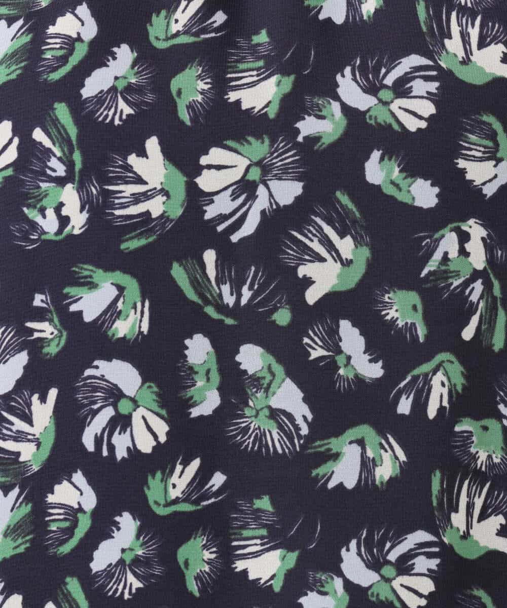 F1BGD05140 MK MICHEL KLEIN(小さいサイズ)(メゾン ドゥ サンク) 【小さいサイズ】タックスリーブ花柄シフォンブラウス/洗濯機で洗える ミント