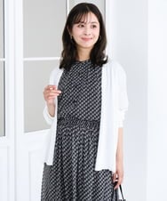 F1BGD06140 MK MICHEL KLEIN(小さいサイズ)(メゾン ドゥ サンク) 【小さいサイズ】[洗濯機で洗える]幾何柄バンドカラー五分袖ブラウス ブラウン