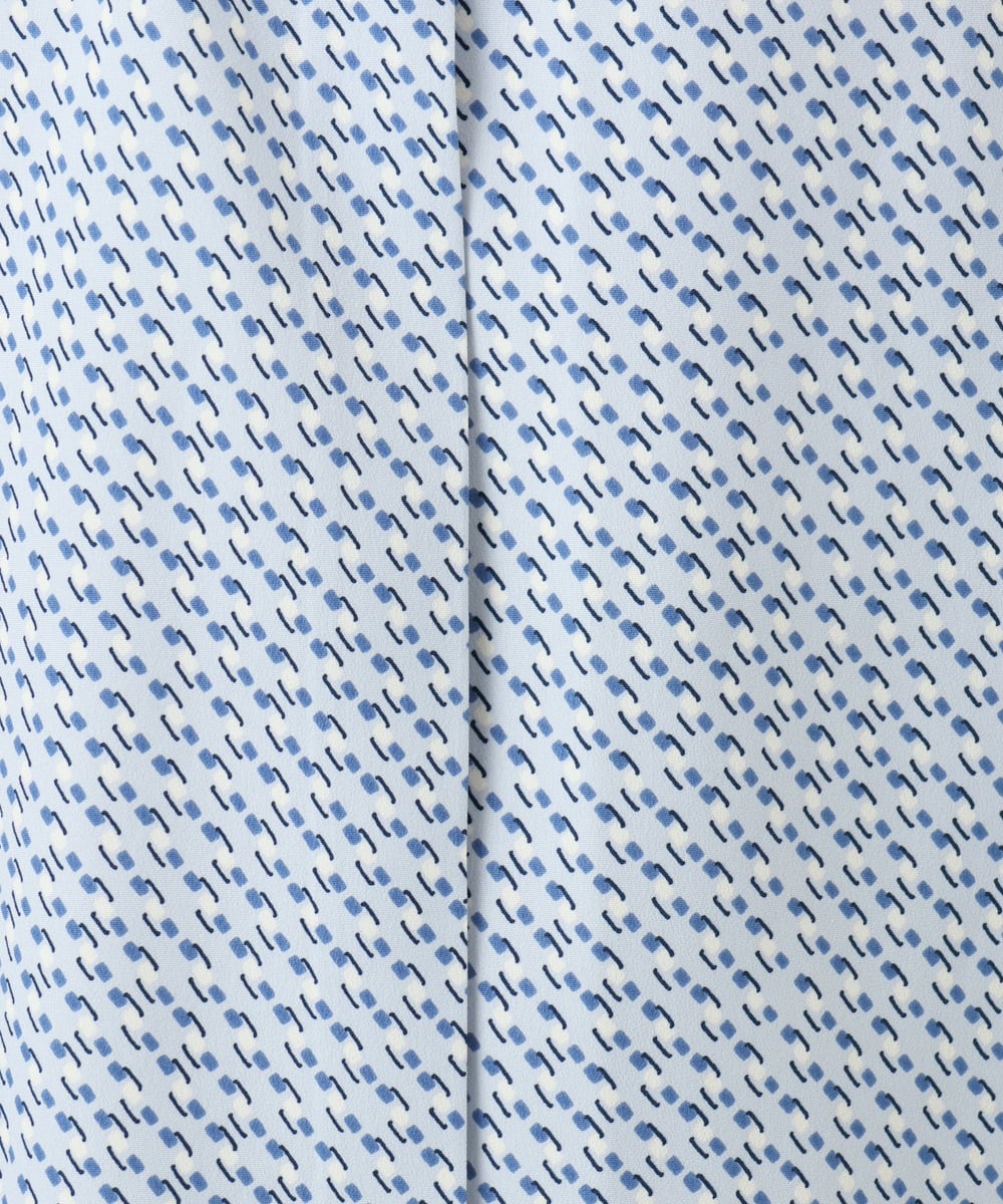 F1BGD21140 MK MICHEL KLEIN(小さいサイズ)(メゾン ドゥ サンク) 【小さいサイズ】幾何柄バンドカラーブラウス/洗濯機で洗える ライトブルー