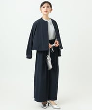 F1BGD21140 MK MICHEL KLEIN(小さいサイズ)(メゾン ドゥ サンク) 【小さいサイズ】幾何柄バンドカラーブラウス/洗濯機で洗える ライトブルー