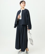 F1BGD21140 MK MICHEL KLEIN(小さいサイズ)(メゾン ドゥ サンク) 【小さいサイズ】幾何柄バンドカラーブラウス/洗濯機で洗える ライトブルー