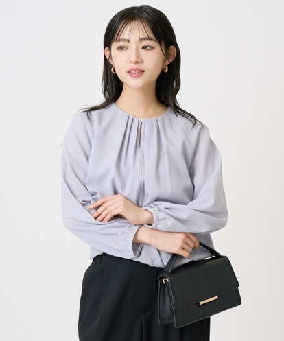 F1BGD26140 MK MICHEL KLEIN(小さいサイズ) 【小さいサイズ】バルーンヘムブラウス/洗える