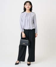 F1BGD26140 MK MICHEL KLEIN(小さいサイズ)(メゾン ドゥ サンク) 【小さいサイズ】バルーンヘムブラウス/洗える グレーブルー