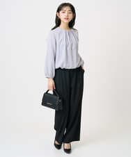 F1BGD26140 MK MICHEL KLEIN(小さいサイズ)(メゾン ドゥ サンク) 【小さいサイズ】バルーンヘムブラウス/洗える グレーブルー