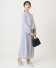 F1BGD26140 MK MICHEL KLEIN(小さいサイズ)(メゾン ドゥ サンク) 【小さいサイズ】バルーンヘムブラウス/洗える グレーブルー