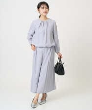 F1BGD26140 MK MICHEL KLEIN(小さいサイズ)(メゾン ドゥ サンク) 【小さいサイズ】バルーンヘムブラウス/洗える グレーブルー