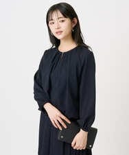 F1BGD26140 MK MICHEL KLEIN(小さいサイズ)(メゾン ドゥ サンク) 【小さいサイズ】バルーンヘムブラウス/洗える グレーブルー