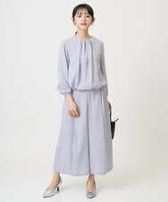 F1BGD26140 MK MICHEL KLEIN(小さいサイズ)(メゾン ドゥ サンク) 【小さいサイズ】バルーンヘムブラウス/洗える グレーブルー