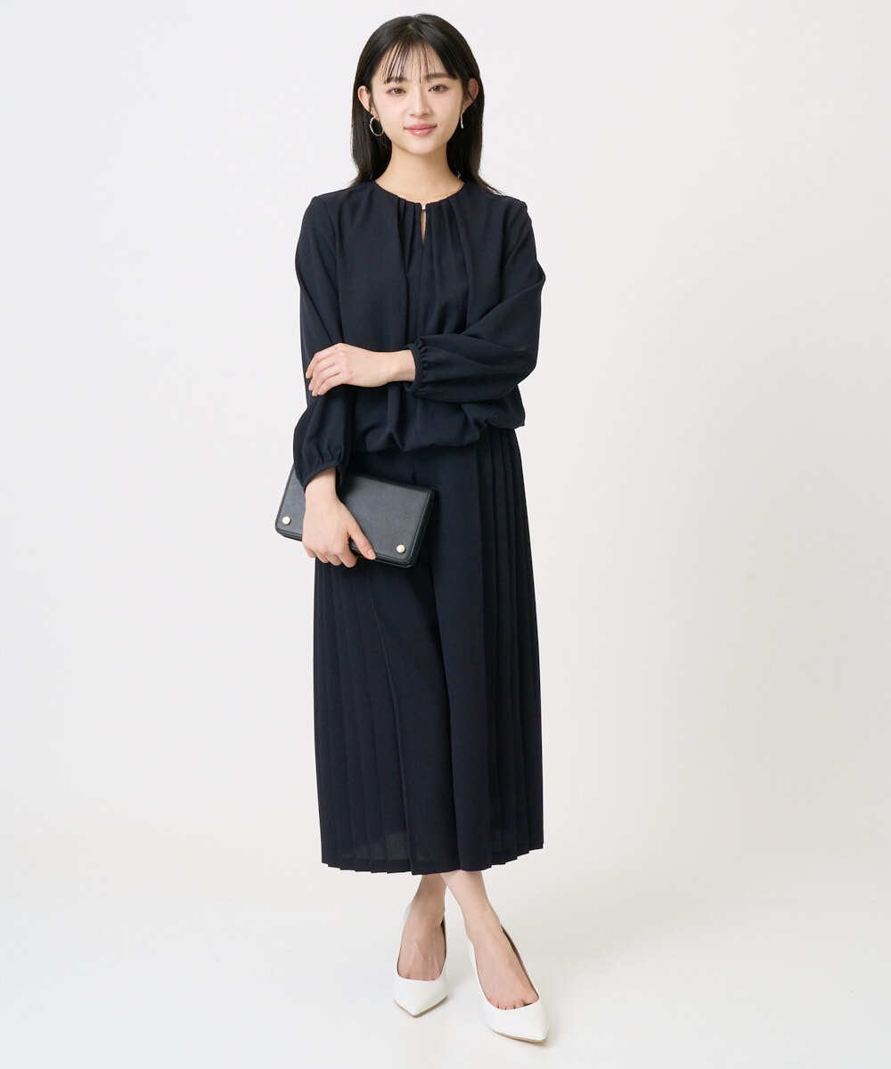 F1BGD26140 MK MICHEL KLEIN(小さいサイズ)(メゾン ドゥ サンク) 【小さいサイズ】バルーンヘムブラウス/洗える グレーブルー