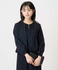 F1BGD26140 MK MICHEL KLEIN(小さいサイズ)(メゾン ドゥ サンク) 【小さいサイズ】バルーンヘムブラウス/洗える グレーブルー