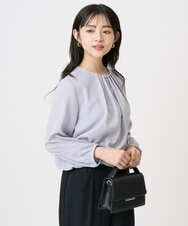 F1BGD26140 MK MICHEL KLEIN(小さいサイズ)(メゾン ドゥ サンク) 【小さいサイズ】バルーンヘムブラウス/洗える グレーブルー