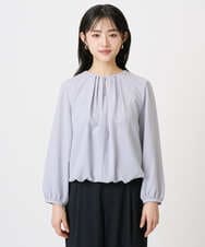 F1BGD26140 MK MICHEL KLEIN(小さいサイズ)(メゾン ドゥ サンク) 【小さいサイズ】バルーンヘムブラウス/洗える グレーブルー