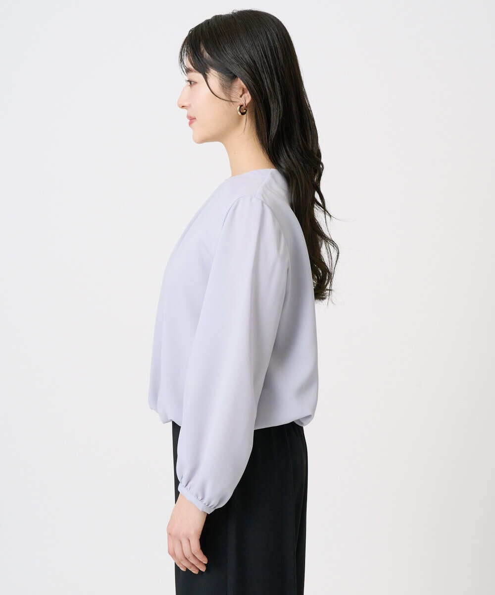 F1BGD26140 MK MICHEL KLEIN(小さいサイズ)(メゾン ドゥ サンク) 【小さいサイズ】バルーンヘムブラウス/洗える グレーブルー