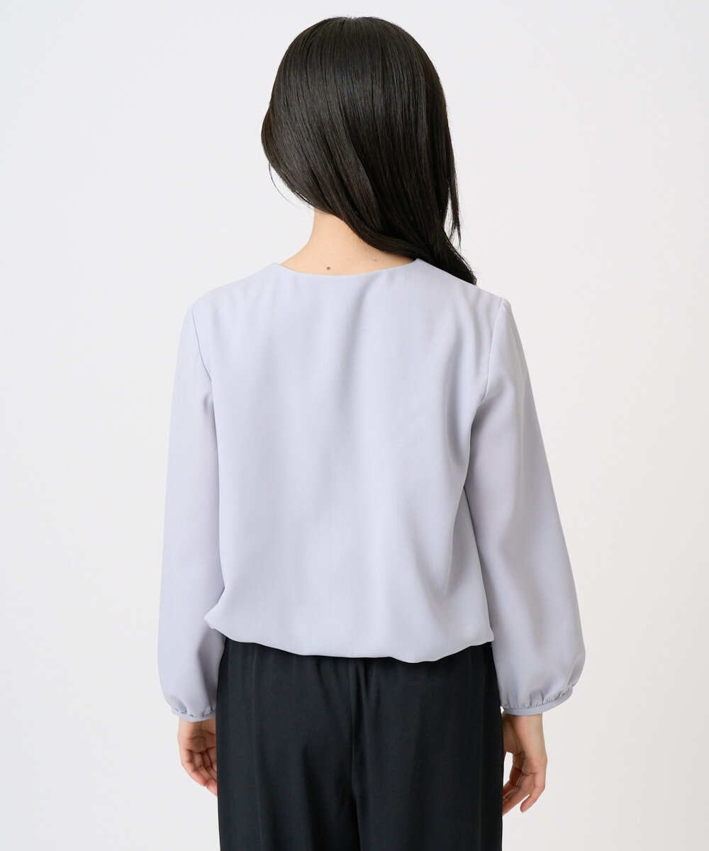 F1BGD26140 MK MICHEL KLEIN(小さいサイズ)(メゾン ドゥ サンク) 【小さいサイズ】バルーンヘムブラウス/洗える グレーブルー