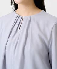 F1BGD26140 MK MICHEL KLEIN(小さいサイズ)(メゾン ドゥ サンク) 【小さいサイズ】バルーンヘムブラウス/洗える グレーブルー