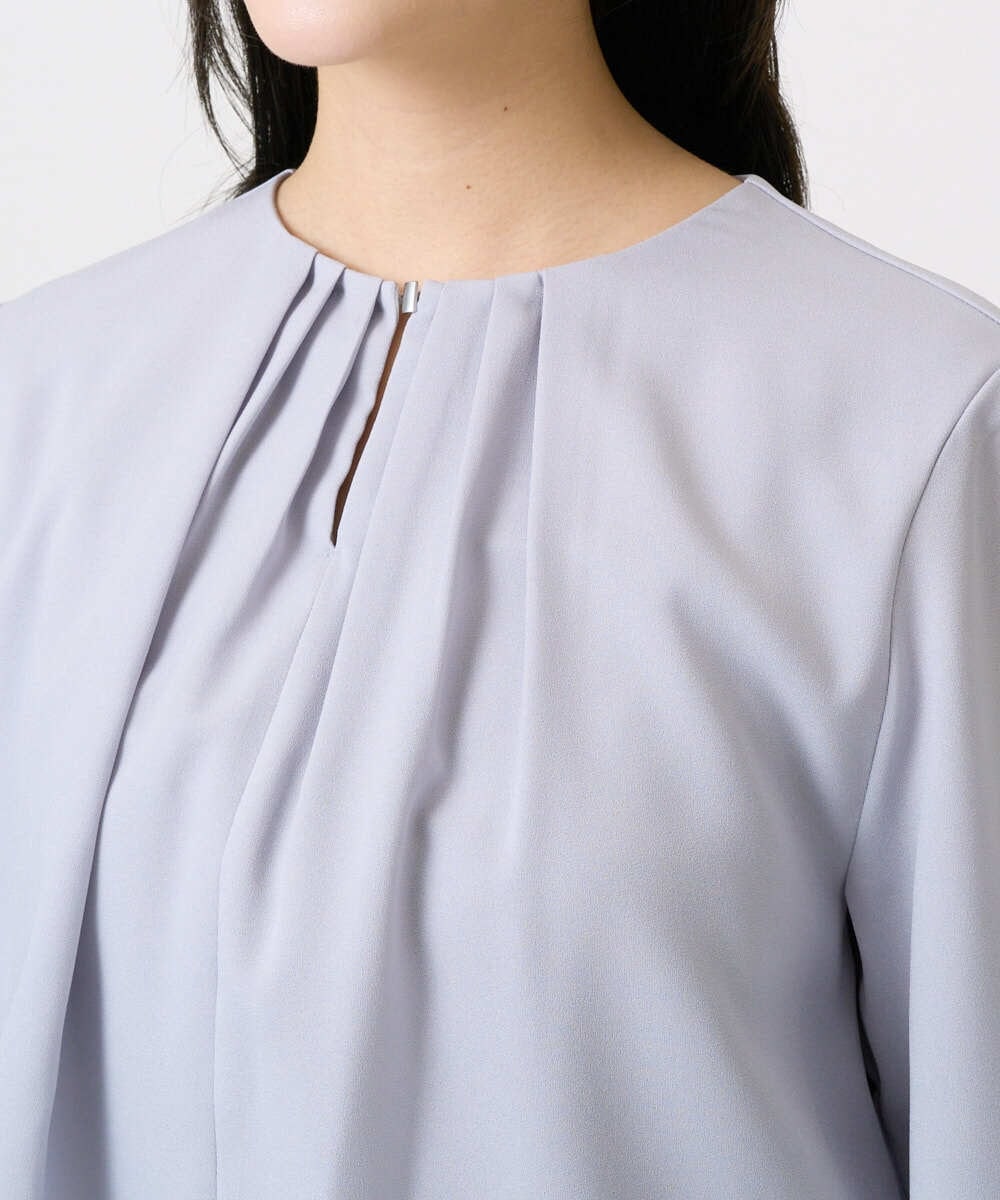 F1BGD26140 MK MICHEL KLEIN(小さいサイズ)(メゾン ドゥ サンク) 【小さいサイズ】バルーンヘムブラウス/洗える グレーブルー