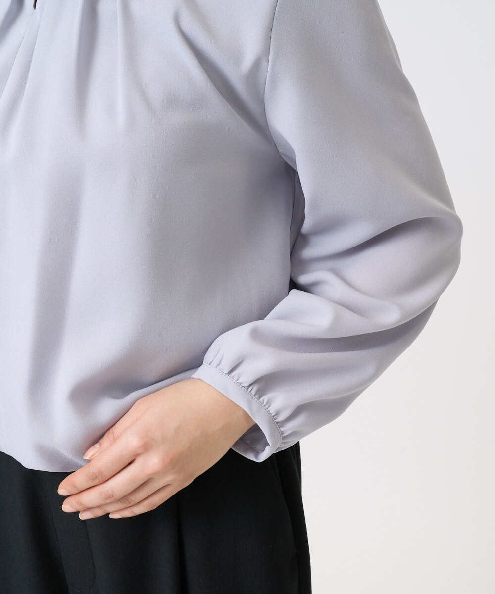 F1BGD26140 MK MICHEL KLEIN(小さいサイズ)(メゾン ドゥ サンク) 【小さいサイズ】バルーンヘムブラウス/洗える グレーブルー