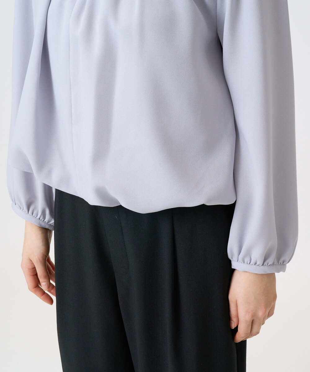 F1BGD26140 MK MICHEL KLEIN(小さいサイズ)(メゾン ドゥ サンク) 【小さいサイズ】バルーンヘムブラウス/洗える グレーブルー