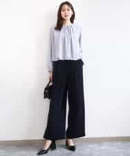 F1BGD26140 MK MICHEL KLEIN(小さいサイズ)(メゾン ドゥ サンク) 【小さいサイズ】バルーンヘムブラウス/洗える グレーブルー