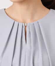 F1BGD26140 MK MICHEL KLEIN(小さいサイズ)(メゾン ドゥ サンク) 【小さいサイズ】バルーンヘムブラウス/洗える グレーブルー