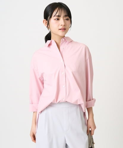 F1BGD27140 MK MICHEL KLEIN(小さいサイズ) 【小さいサイズ】コットン混ベーシックシャツ（無地）/接触冷感/防シワ/洗濯機で洗える