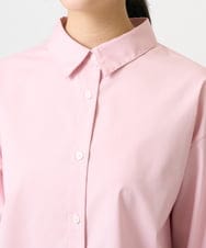 F1BGD27140 MK MICHEL KLEIN(小さいサイズ)(メゾン ドゥ サンク) 【小さいサイズ】コットン混ベーシックシャツ（無地）/接触冷感/防シワ/洗濯機で洗える ピンク