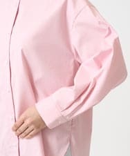 F1BGD27140 MK MICHEL KLEIN(小さいサイズ)(メゾン ドゥ サンク) 【小さいサイズ】コットン混ベーシックシャツ（無地）/接触冷感/防シワ/洗濯機で洗える ピンク