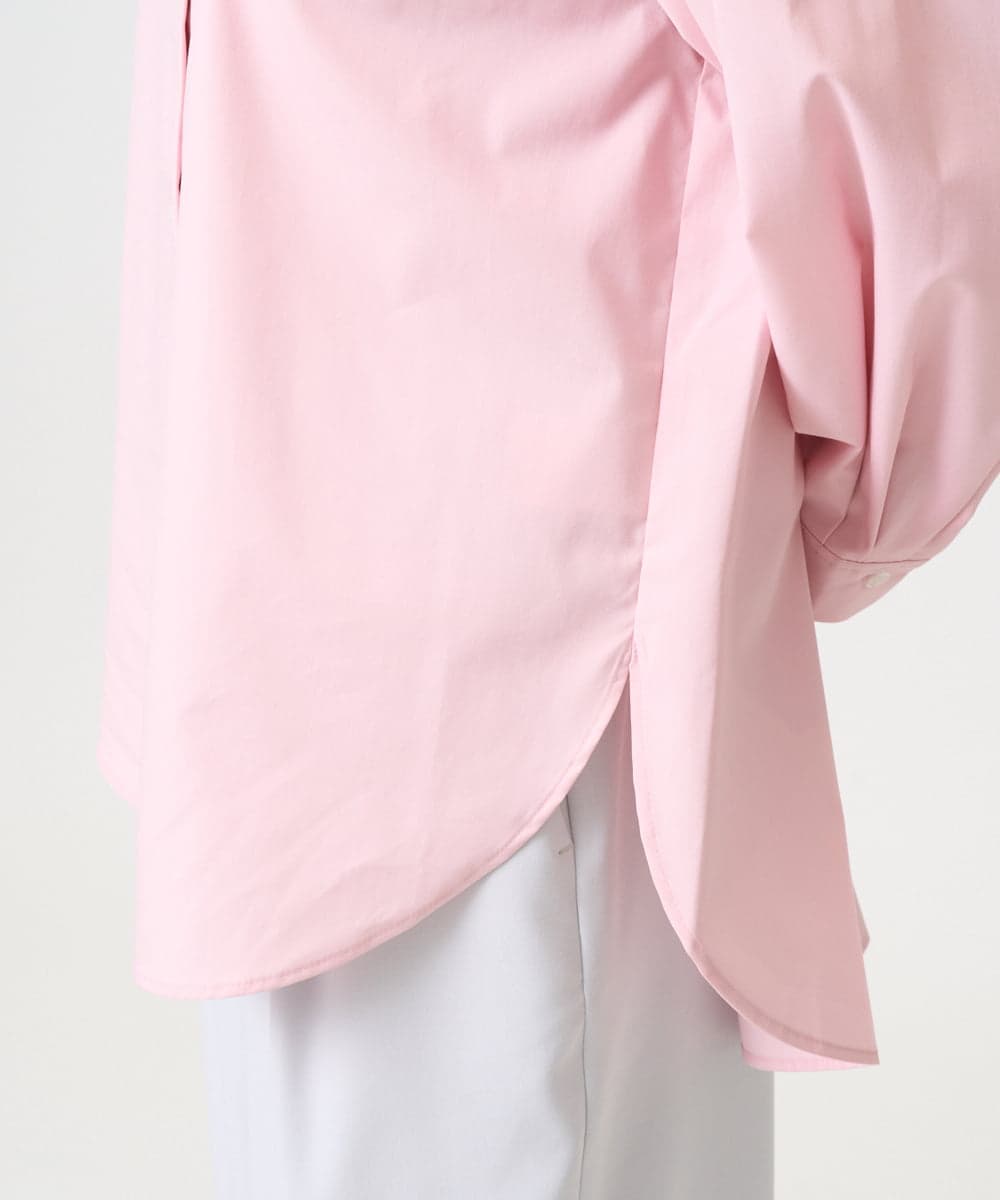 F1BGD27140 MK MICHEL KLEIN(小さいサイズ)(メゾン ドゥ サンク) 【小さいサイズ】コットン混ベーシックシャツ（無地）/接触冷感/防シワ/洗濯機で洗える ピンク