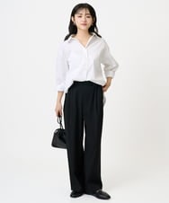 F1BGD27140 MK MICHEL KLEIN(小さいサイズ)(メゾン ドゥ サンク) 【小さいサイズ】コットン混ベーシックシャツ（無地）/接触冷感/防シワ/洗濯機で洗える ピンク