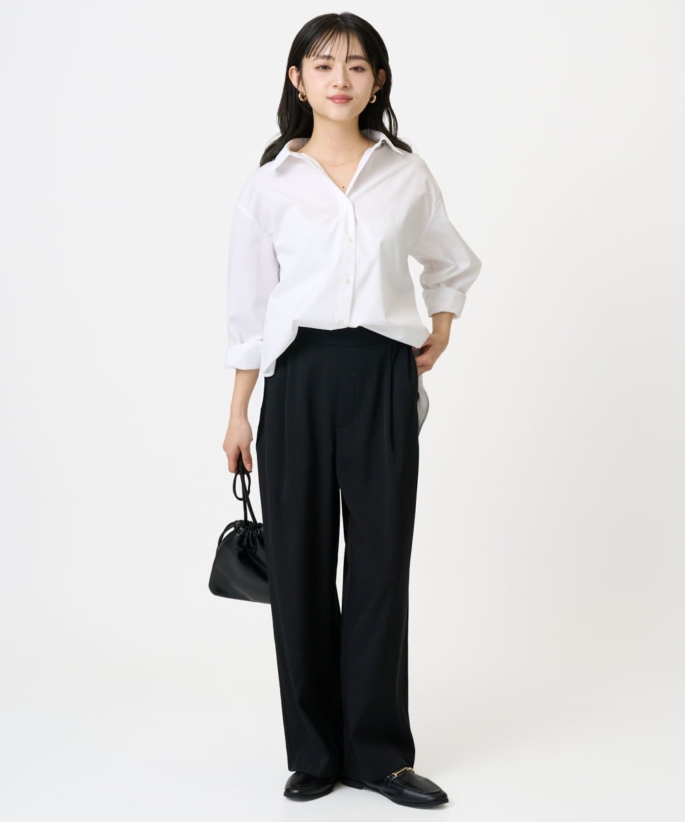 F1BGD27140 MK MICHEL KLEIN(小さいサイズ)(メゾン ドゥ サンク) 【小さいサイズ】コットン混ベーシックシャツ（無地）/接触冷感/防シワ/洗濯機で洗える ピンク