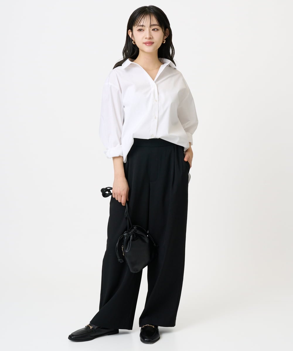 F1BGD27140 MK MICHEL KLEIN(小さいサイズ)(メゾン ドゥ サンク) 【小さいサイズ】コットン混ベーシックシャツ（無地）/接触冷感/防シワ/洗濯機で洗える ピンク