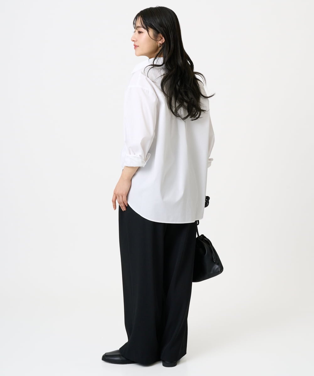 F1BGD27140 MK MICHEL KLEIN(小さいサイズ)(メゾン ドゥ サンク) 【小さいサイズ】コットン混ベーシックシャツ（無地）/接触冷感/防シワ/洗濯機で洗える ピンク