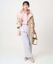 F1BGD27140 MK MICHEL KLEIN(小さいサイズ)(メゾン ドゥ サンク) 【小さいサイズ】コットン混ベーシックシャツ（無地）/接触冷感/防シワ/洗濯機で洗える ピンク