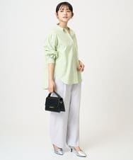 F1BGD27140 MK MICHEL KLEIN(小さいサイズ)(メゾン ドゥ サンク) 【小さいサイズ】コットン混ベーシックシャツ（無地）/接触冷感/防シワ/洗濯機で洗える ピンク