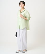 F1BGD27140 MK MICHEL KLEIN(小さいサイズ)(メゾン ドゥ サンク) 【小さいサイズ】コットン混ベーシックシャツ（無地）/接触冷感/防シワ/洗濯機で洗える ピンク