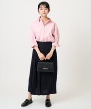 F1BGD27140 MK MICHEL KLEIN(小さいサイズ)(メゾン ドゥ サンク) 【小さいサイズ】コットン混ベーシックシャツ（無地）/接触冷感/防シワ/洗濯機で洗える ピンク