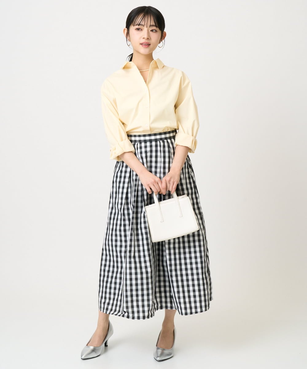 F1BGD27140 MK MICHEL KLEIN(小さいサイズ)(メゾン ドゥ サンク) 【小さいサイズ】コットン混ベーシックシャツ（無地）/接触冷感/防シワ/洗濯機で洗える ピンク