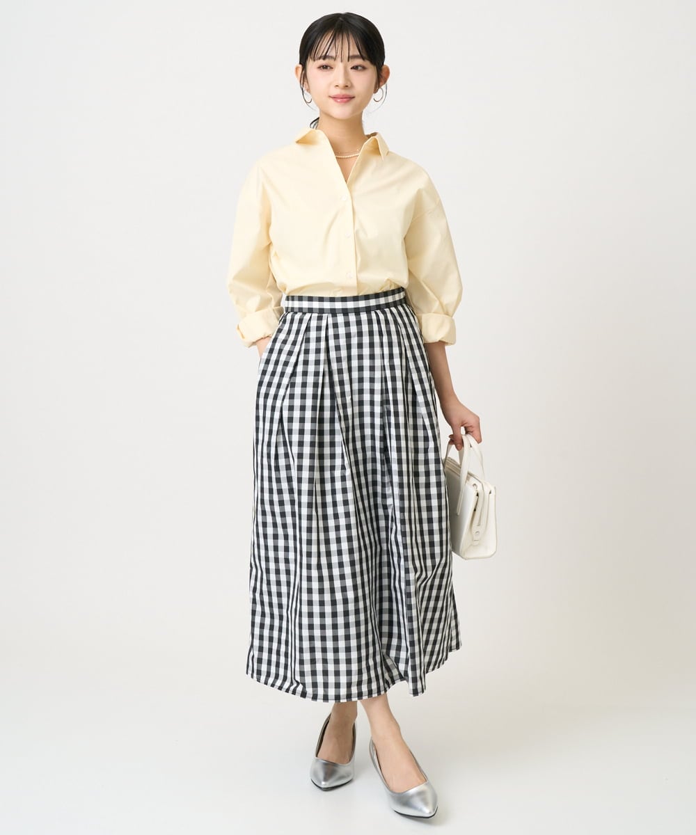 F1BGD27140 MK MICHEL KLEIN(小さいサイズ)(メゾン ドゥ サンク) 【小さいサイズ】コットン混ベーシックシャツ（無地）/接触冷感/防シワ/洗濯機で洗える ピンク