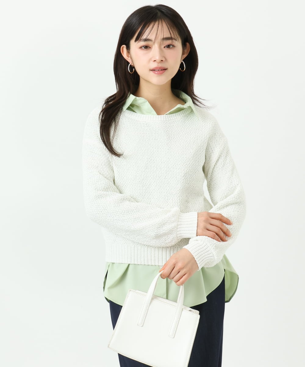 F1BGD27140 MK MICHEL KLEIN(小さいサイズ)(メゾン ドゥ サンク) 【小さいサイズ】コットン混ベーシックシャツ（無地）/接触冷感/防シワ/洗濯機で洗える ピンク